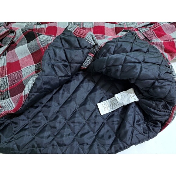 Wrangler Plaid Flannel Men's Medium Jacket Hooded Quilted Lining Shacket Red - Picture 4 of 9